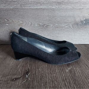 Stuart Weitzman Lizette Demi-Wedge Peep-Toe Pump, Black